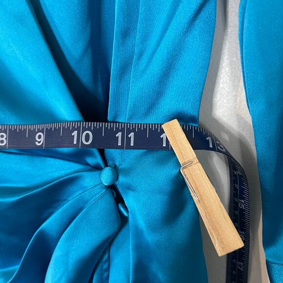 Zara M Blue Silk Wrap Dress – Classic & Comfortable, Sleeves Missing Buttons - Picture 15 of 15